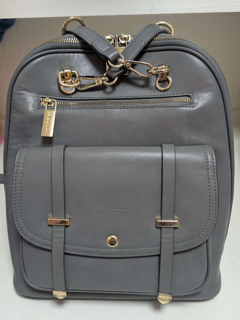 belle & bloom 5th Ave Leather Backpack - Ash